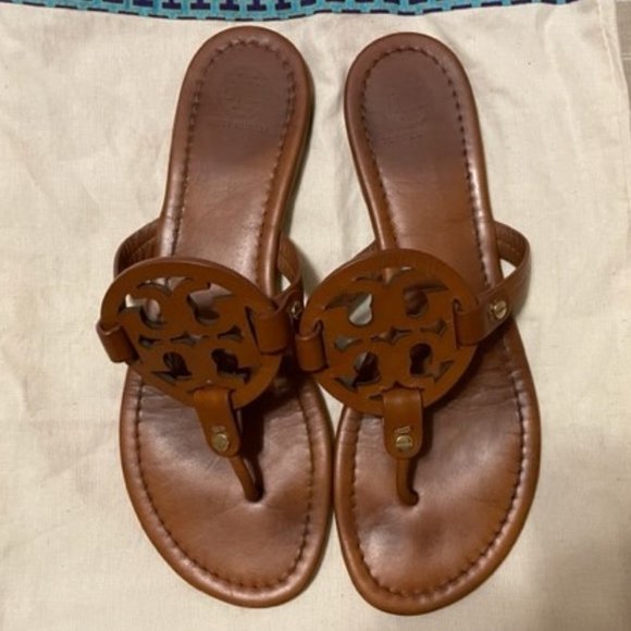 Tory Burch Shoes - **GREAT** Tory Burch Miller Vintage Vachetta Brown Leather Sandals - Sz 9 1/2